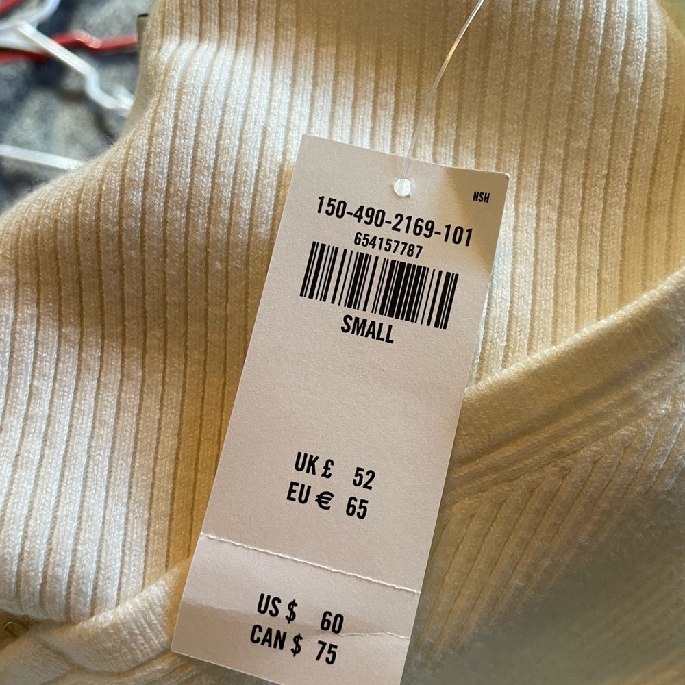 Abercrombie & Fitch Ribbed Cream Short Sleeve Zip-Front Bodysuit - Picture 4 of 4